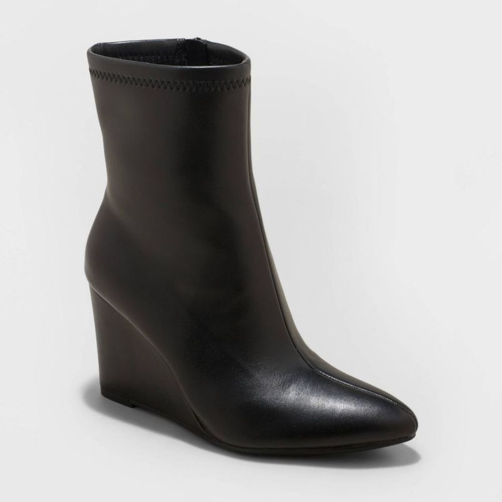 Women's Jocelyn Wedge Stretch Dress Boots - A New Day™ Black 6.5